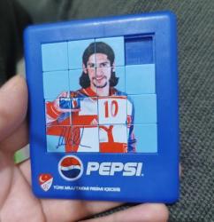 Milli takım ümit davala Galatasaray Pepsi kaydırmalı sürgülü plastik puzzle yapboz oyuncak koleksiyon nostalji tasarım vintage retro hobi reklam promosyon
