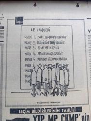 Milliyet Gazetesi - Turkish Newspaper - 4 Ekim 1965 - CHP hükümet kurabilir mi yazan Abdi İpekçi Başmakale - İsmet İnönü ve Demirel Karadeniz'de - bazı Adalet partililer içinde İsmet İnönü'nün bulunduğunu sandıkları arabaya taş attılar - İsmet İnönü Toprak reformu yapmadan çekilmem fotoğraf - Adalet Partisi lideri Süleyman Demirel Zonguldak'ta konuştu - Süleyman Demirel CHP beceriksizlik ve atalet içinde - Adalet Partili kadınlar göbekli toplantı yaptı fotoğraf - Türkiye İşçi Partisi Taksim'de büyük bir miting yaptı - Mehmet Ali Aybar 1881 kişi 5 milyar kazanıp 300 milyon vergi veriyor - Endonezya Sukarno'ya direnmeye devam ediyor - Kemal Satır Adana mitinginde konuştu Süleyman Demirel milli birlik komitesi emrinde çalıştı - Alparslan Türkeş özel demeç verdi 14'ler olayında Amerika'nın rolü vardır - Osman Bölükbaşı yarım saat istirahat etti 3 saat konuştu - uyuşturucu maddeler karikatür çizen Turhan Selçuk - dertler ve dertliler yazan Ulunay - Eski hastalık Yazan Refik Erduran