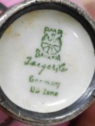 K203-----BAVARIA GÜMÜŞ DEKORLU PORSELEN MİNYATÜR VAZO