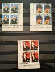 T.C. Atatürk Konulu Sürekli Posta Pulları (2009) 4'lü Blok MNH Köşe Bandaletli