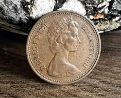 İngiltere 1971 Yılı 1 New Penny Koleksiyonluk * Kraliçe Elizabeth Görselli