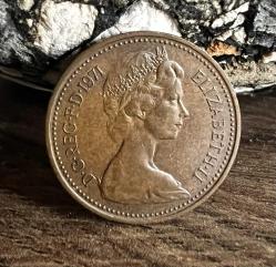 İngiltere 1971 Yılı 1 New Penny Koleksiyonluk * Kraliçe Elizabeth Görselli