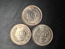 1986-1987-1988 YILLARINA AİT 100 LİRA   3 LÜ SET ÇİL  TCM 1536