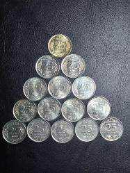 2009-2023 YILLARI ARASINA AİT  15 ADET  25 KURUŞ  FULL  SET ÇİL  TCM 0056