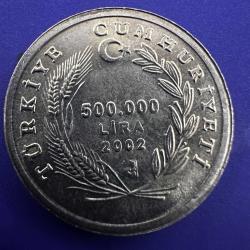 500.000 Lira 2002 FAO, Kimsenin Aç Kalmayacağı Bir Dünya. Çil.  Koyun. 500000