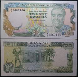 Zambiya 20 Kwacha 1990-1991 P-32 Çil