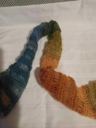 Batik iple örüldü dar uzun atkı