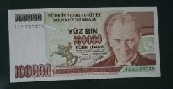 7 Emisyon I 22 777778 Radar Seri no 100 Bin Lira Çil