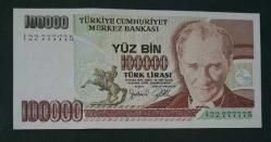 7 Emisyon I 22 777775 Radar Seri no 100 Bin Lira Çil