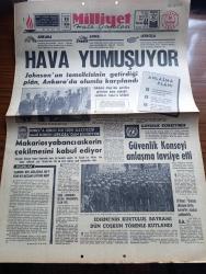 Milliyet Gazetesi - Turkish Newspaper - 26 Kasım 1967 - samimi bir uzlaşma mı yeni bir Bizans oyunu mu yazan Abdi İpekçi Başmakale - Johnson'un temsilcisinin getirdiği plan Ankara'da olumlu karşılandı fotoğraf - Kıbrıs konusunda hava yumuşuyor - anlaşma planı maddeleri - güvenlik konseyi anlaşma tavsiye etti - Edirne'nin Kurtuluş Bayramı Dün Coşkun törenle kutlandı fotoğraf - Kıbrıs'a giren tek Türk gazetecisi Sami Kohen Lefkoşa'dan bildiriyor - Türk Ortodoks kilisesi makarios'u tel'in etti - Kıbrıs Türk lideri Doktor Fazıl Küçük Türk askeri gelmelidir dedi - Ayyar Hamza yazan Ulunay - bildiklerim gördüklerimin yanında hiçmiş yazan Turgay Şeren - Fenerbahçe İskenderunspor ile oynuyor - RCD Kupası Türkiye İran - bugün basketbol maçları gündüz oynanacak - at yarışları - ipana diş macunu - Demirspor tur atladı - Galatasaray vefa ile karşılaşıyor