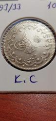 SULTAN 2. ABDULHAMİD HAN DÖNEMİ GÜMÜŞ 10 KURUŞ 1293/33 KC 12. GR