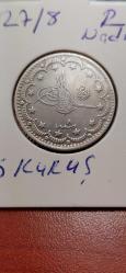 SULTAN MEHMED REŞAR HAN DÖNEMİ GÜMÜŞ NADİR R 5 KURUŞ 1327/8 CULUS