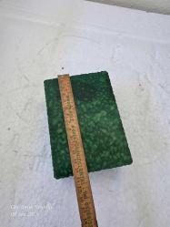 El boyama İtalyan Alabaster kutu koyu yeşil gümüş metal süslemeli mücevher kutusu vintage