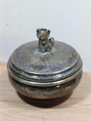 K232----KEDİ KULPLU GÜMÜŞ KAPLAMA KÜÇÜK KUTU