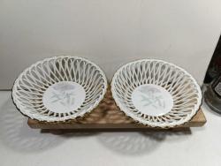 RF62----APULUM FİNE PORSELEN SEPET KASE-TABAK 2 ADET