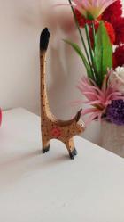 vintage ahşap mini kedi biblo & 19 x 7 cm