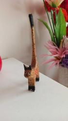 vintage ahşap mini kedi biblo & 19 x 7 cm