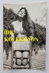 YEŞİLÇAM OYUNCUSU NİLÜFER AYDAN'IN ORİJİNAL FOTOĞRAFI - 18 x 12 cm EBADINDA - NİLÜFER AYDAN, BİKİNİSİYLE SANDALYEDE POZ VERİRKEN ÇEKİLMİŞ NET KALİTEDE BİR FOTOĞRAF