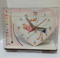 Saat & Termometre (ahşap) Masa üstü