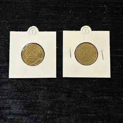 Fransa 20 centimes 2 adet 1967 ve 2000 Yılları