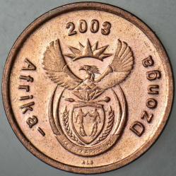 GÜNEY AFRİKA CUMHURİYETİ 5 CENT 2003 MAVİ TURNA TEMALI. ÇİLALTI.