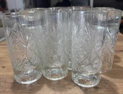 KRİSTAL KESME HİGHBALL SU,MEŞRUBAT BARDAKLARI  12 ADET KIRIK ÇATLAK YOK  BOY 15 CM - AĞIZ ÇAPI 7 CM