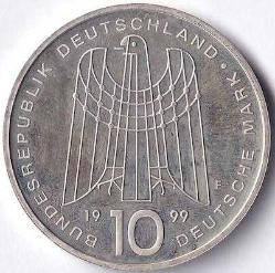 ALMANYA 10 MARK 1999 HATIRA ÇİL GÜMÜŞ:15,6 GR  76