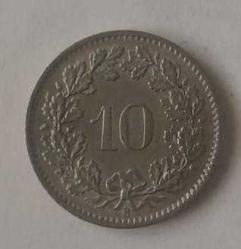 İSVİÇRE 10 RAPPEN 1965