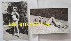 YEŞİLÇAM OYUNCUSU NİLÜFER AYDAN'IN ORİJİNAL 2'Lİ FOTOĞRAF SETİ - 18 x 12 cm EBADINDA - NİLÜFER AYDAN BİKİNİSİYLE POZ VERİRKEN ÇEKİLMİŞ 2 ÖZEL KARE