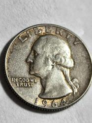 Amerika Gümüş Qarter Dolar 1964 Madeni Para