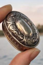 Antika gümüş 830 ayar enfiye takı kutusu