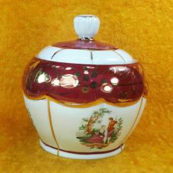 VINTAGE TOOS CHINI EL İŞİ ALTIN YALDIZ DEKORLU DİLİMĹİ GÖVDELİ KAPAKLI PORSELEN ŞEKERLİK , KAVANOZ