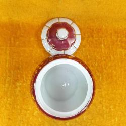 VINTAGE TOOS CHINI EL İŞİ ALTIN YALDIZ DEKORLU DİLİMĹİ GÖVDELİ KAPAKLI PORSELEN ŞEKERLİK , KAVANOZ