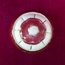 VINTAGE TOOS CHINI EL İŞİ ALTIN YALDIZ DEKORLU DİLİMĹİ GÖVDELİ KAPAKLI PORSELEN ŞEKERLİK , KAVANOZ