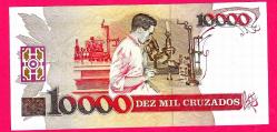 Brazil 10 Cruzados Novos on 10000 Cruzados (1989) Pick 218b UNC (TK 17 698) ÇİL