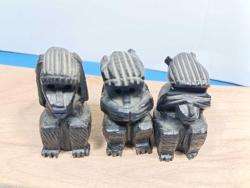 K231----AHŞAP OYMA ÜÇ MAYMUN FİGÜR-BİBLO