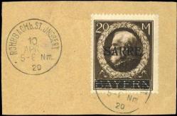 Almanya SAAR Sürşarjlı, 1920 [Mi.Nr: SAAR D 31 I] Damgalı Fragman