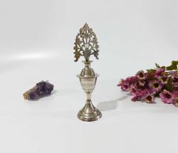 Sürmedan - Eski Sürmelik - Makyaj Kutusu - Sürme Şişesi - Pirinç Sürmedan - Gümüş Renkli - 90 - BÜYÜK BOY