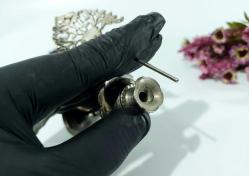 Sürmedan - Eski Sürmelik - Makyaj Kutusu - Sürme Şişesi - Pirinç Sürmedan - Gümüş Renkli - 90 - BÜYÜK BOY