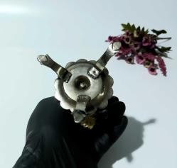 Pirinç Sürmedan - Eski Sürmelik - Makyaj Kutusu - Sürme Şişesi - Çiçekli Sürmedan - Gümüş Renkli - 21 - BÜYÜK BOY