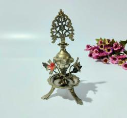 Pirinç Sürmedan - Eski Sürmelik - Makyaj Kutusu - Sürme Şişesi - Çiçekli Sürmedan - Gümüş Renkli - S7 - BÜYÜK BOY