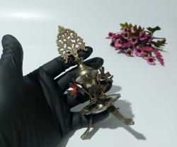 Pirinç Sürmedan - Eski Sürmelik - Makyaj Kutusu - Sürme Şişesi - Çiçekli Sürmedan - Gümüş Renkli - S7 - BÜYÜK BOY