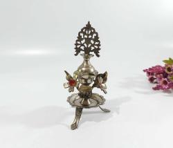 Pirinç Sürmedan - Eski Sürmelik - Makyaj Kutusu - Sürme Şişesi - Çiçekli Sürmedan - Gümüş Renkli - 44 - BÜYÜK BOY