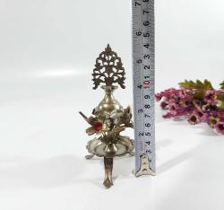 Pirinç Sürmedan - Eski Sürmelik - Makyaj Kutusu - Sürme Şişesi - Çiçekli Sürmedan - Gümüş Renkli - 44 - BÜYÜK BOY