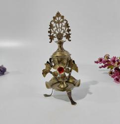 Pirinç Sürmedan - Eski Sürmelik - Makyaj Kutusu - Sürme Şişesi - Çiçekli Sürmedan - Gümüş Renkli - S4 - BÜYÜK BOY