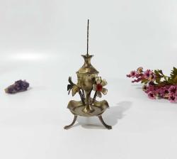 Pirinç Sürmedan - Eski Sürmelik - Makyaj Kutusu - Sürme Şişesi - Çiçekli Sürmedan - Gümüş Renkli - S4 - BÜYÜK BOY