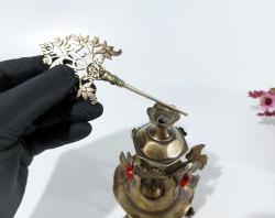 Pirinç Sürmedan - Eski Sürmelik - Makyaj Kutusu - Sürme Şişesi - Çiçekli Sürmedan - Gümüş Renkli - S4 - BÜYÜK BOY