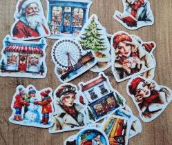 20 adet Vintage yeni yıl sticker