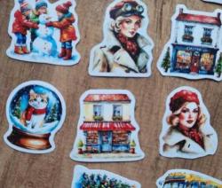 20 adet Vintage yeni yıl sticker
