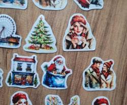 20 adet Vintage yeni yıl sticker